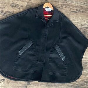 Coach Black and Plaid Wool Poncho Cape M/L